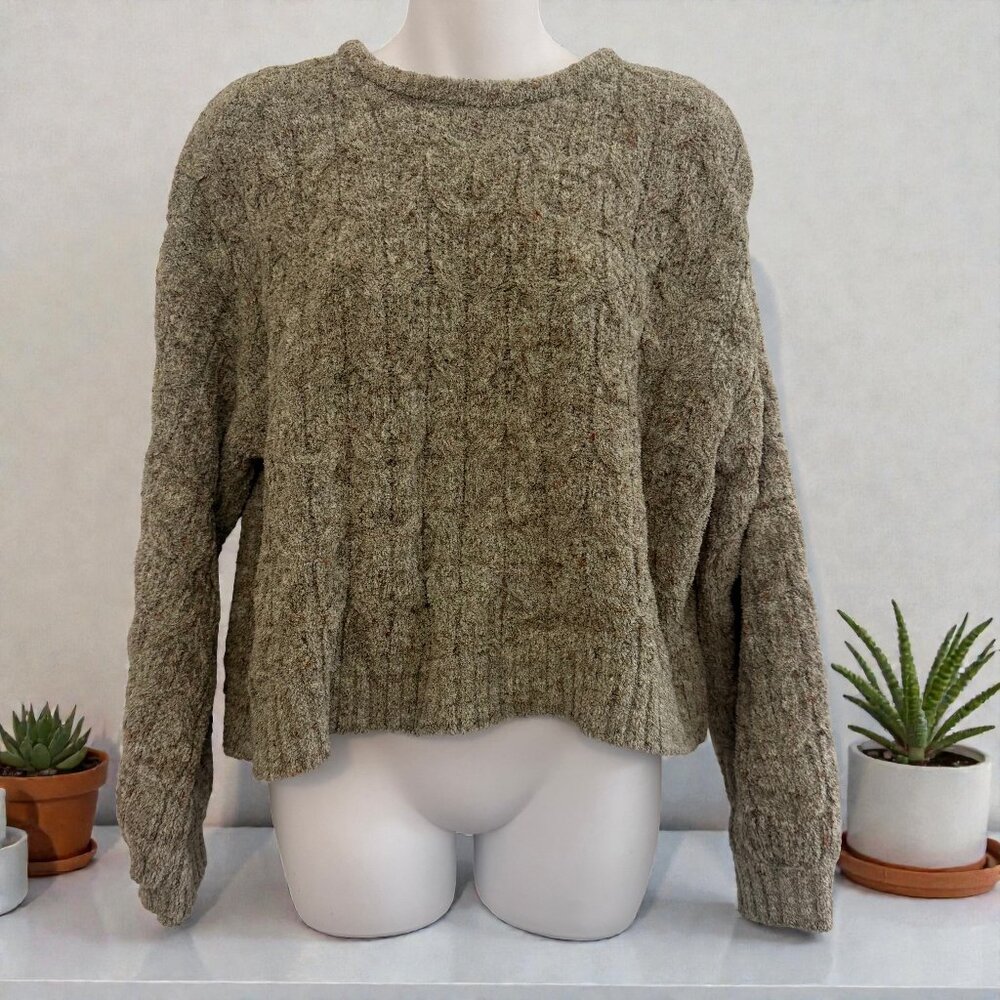 Jessica Simpson Bouclé Knit Sweater | Sage Green | Size L - Picture 3 of 11